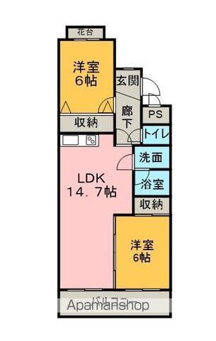 グランドール清水苑(2LDK/1階)の間取り写真