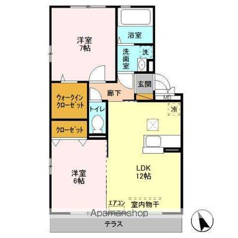 クレアール(2LDK/1階)の間取り写真