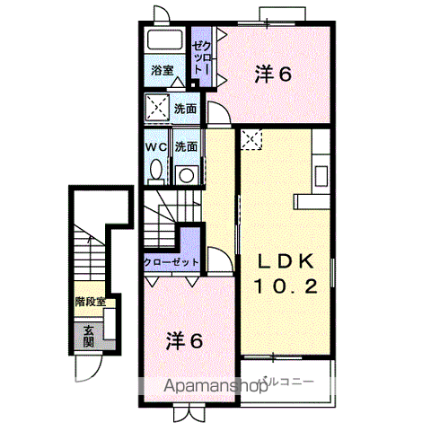 アビターレ吉井B(2LDK/2階)の間取り写真