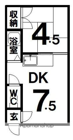 コーポひまわり(1DK/2階)の間取り写真