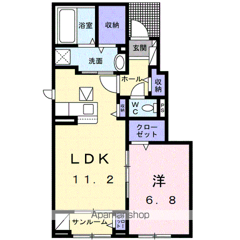 サントルⅠ(1LDK/1階)の間取り写真