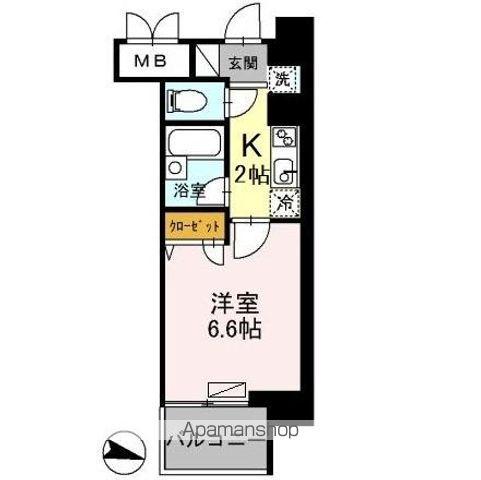 カスタリア住吉(1K/6階)の間取り写真