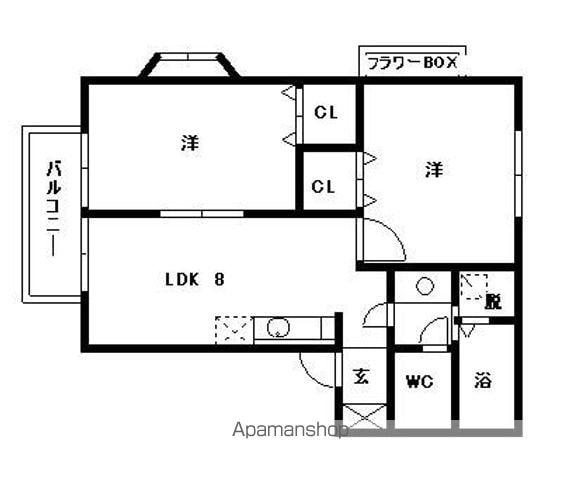 フォレスト浦園A棟(2DK/2階)の間取り写真