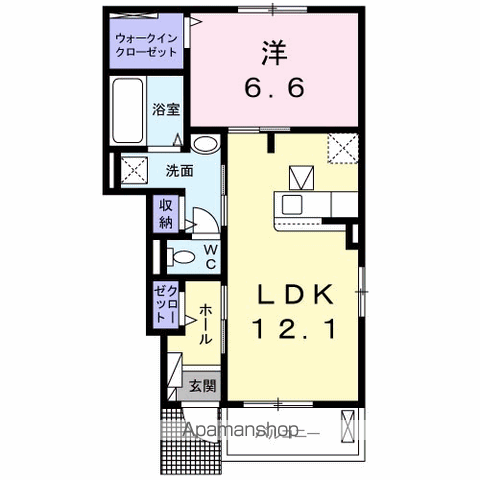 グリーンビュー土佐Ⅰ(1LDK/1階)の間取り写真