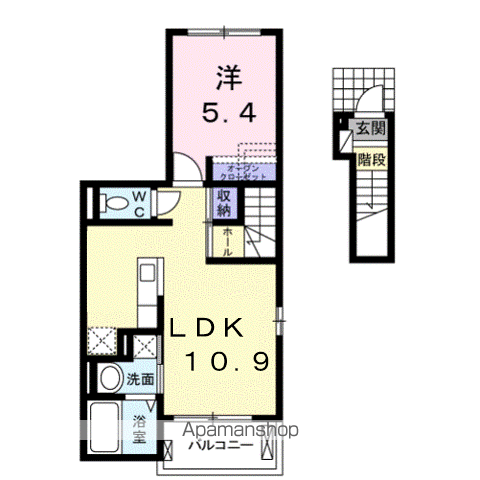 メルシーガーデン坂本(1LDK/2階)の間取り写真