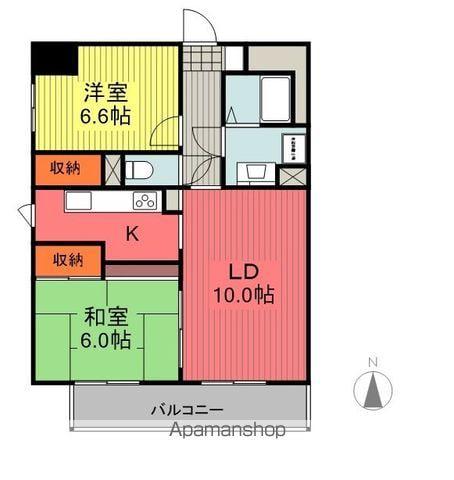 ライオンズマンション花園町(2LDK/10階)の間取り写真