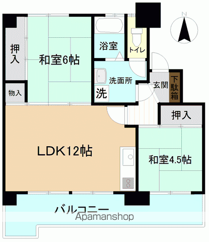 ルカーサ勿来Ⅰ・Ⅱ(2LDK/2階)の間取り写真