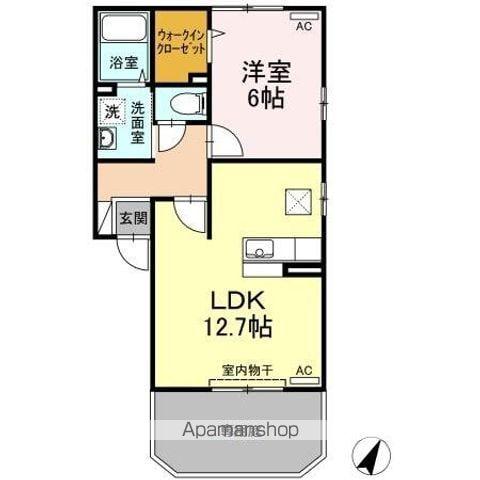 パークハイム朝宮B(1LDK/1階)の間取り写真