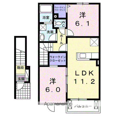 カンパニュール Ⅰ(2LDK/2階)の間取り写真