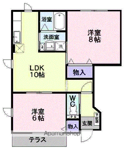 アスペンベールB(2LDK/1階)の間取り写真