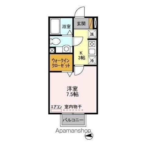 カーサカルモ亥鼻(1K/2階)の間取り写真