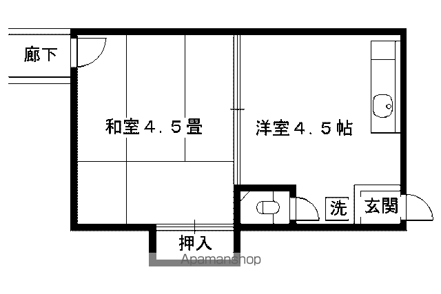 岡田アパート(2K/1階)の間取り写真