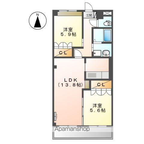 Mグレイシャス(2LDK/2階)の間取り写真