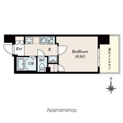 ヒルズ・フドー(1K/4階)の間取り写真