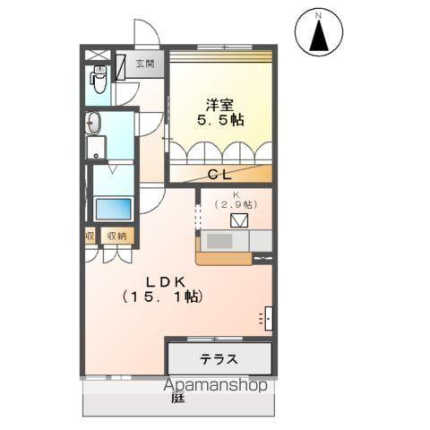マーキュリーパレスⅡ(1LDK/1階)の間取り写真