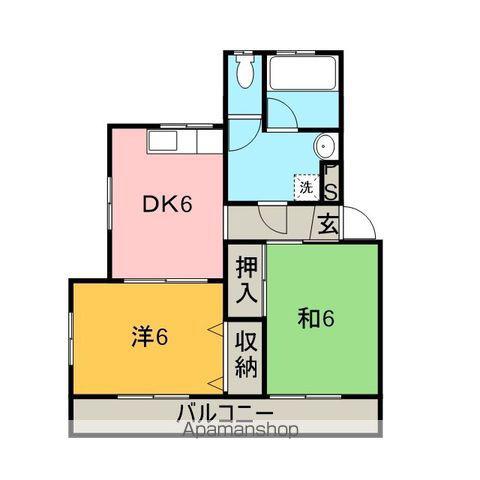 ワシンハイツ2号館(2DK/2階)の間取り写真