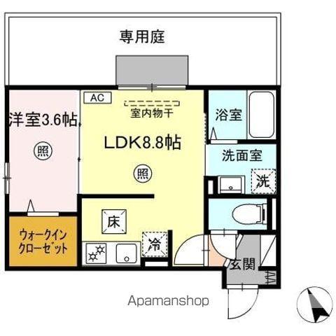 BRILLIA TWIN STAGEブリリア ツイン ステージ(1LDK/1階)の間取り写真