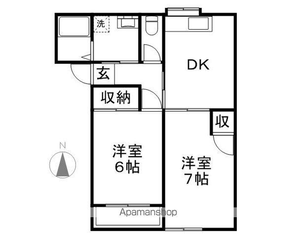 ファンタジー(2DK/1階)の間取り写真