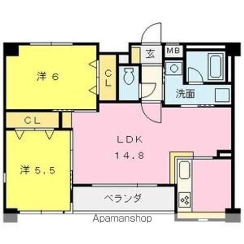 ルミエール園原(2LDK/3階)の間取り写真