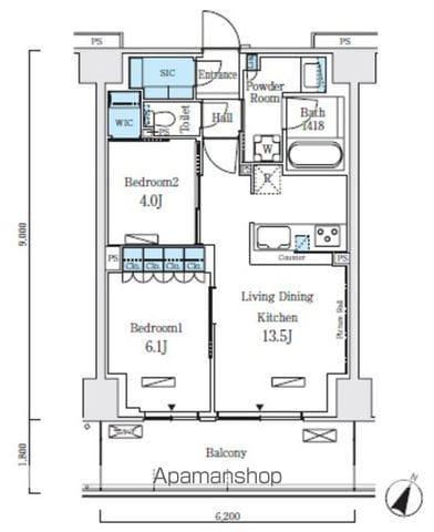 ロイヤルパークス赤羽ノース(2LDK/5階)の間取り写真
