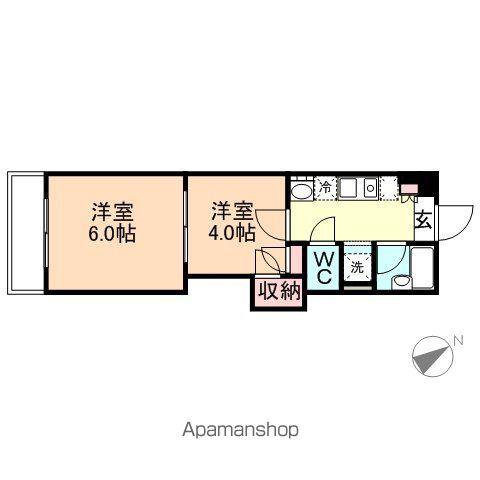 レジデンスカープ富山(2K/4階)の間取り写真
