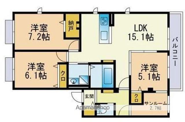 SYLVAN香椎参道(3LDK/2階)の間取り写真