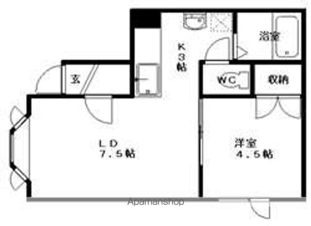 レジデンス桑井Ⅱ(1LDK/1階)の間取り写真