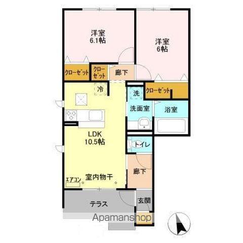 HANABUSA1(2LDK/1階)の間取り写真