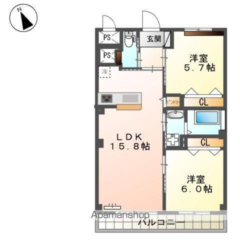 WEALTH COMFORT 新宮(2LDK/3階)の間取り写真