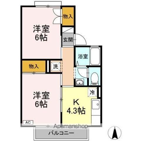 パークハイツ2(2K/1階)の間取り写真