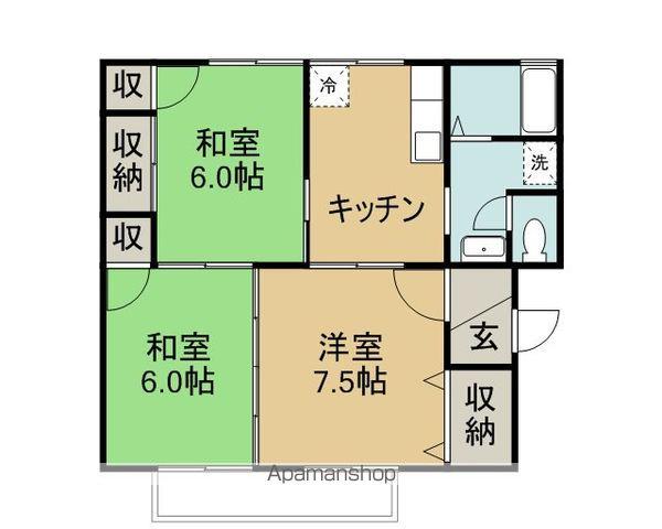 サニーヒルB(3DK/2階)の間取り写真