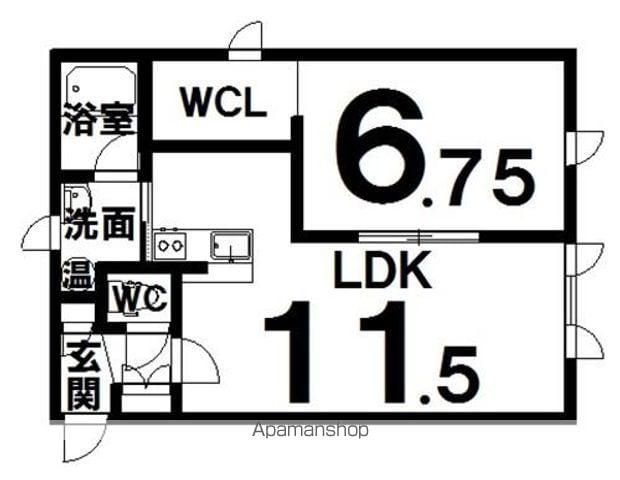 ラミアール弥生通(1LDK/1階)の間取り写真