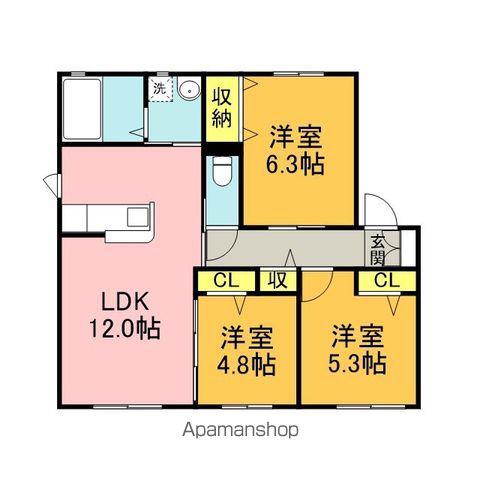 メゾン蛍ヶ丘 D棟(3LDK/2階)の間取り写真