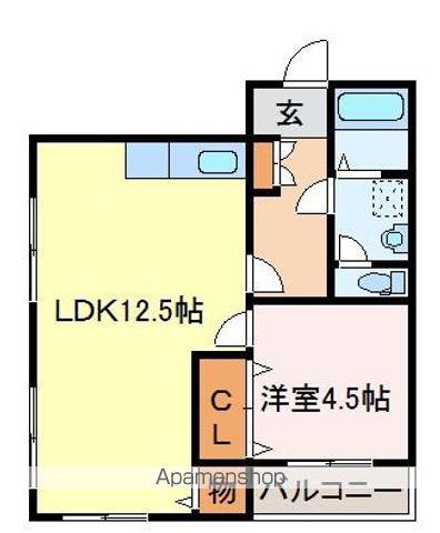 廣島屋ビル(1LDK/4階)の間取り写真