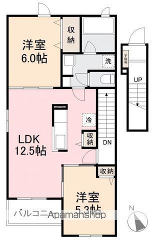 レイクサイドヒルズ林A・B・C(2LDK/2階)の間取り写真