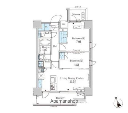 パークアクシス芝浦(2LDK/10階)の間取り写真