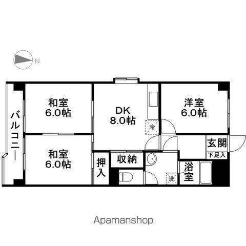 瑞和ビル(2LDK/8階)の間取り写真