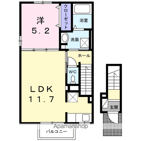 ヴァンベール(1LDK/2階)の間取り写真