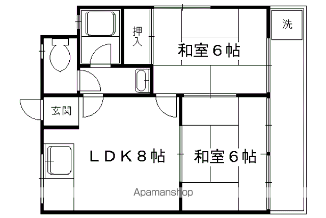 第二京洛(2DK/2階)の間取り写真