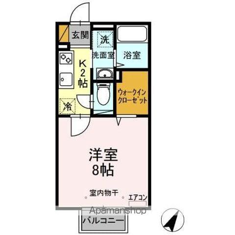 グランフェルト(1K/2階)の間取り写真