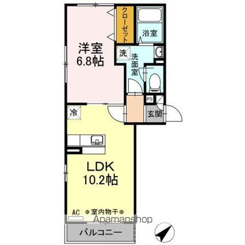 セジュールオッツW(1LDK/2階)の間取り写真