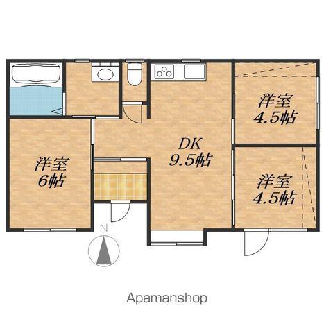 根室本線 芽室駅 徒歩85分 1階建 築2年(3DK)の間取り写真