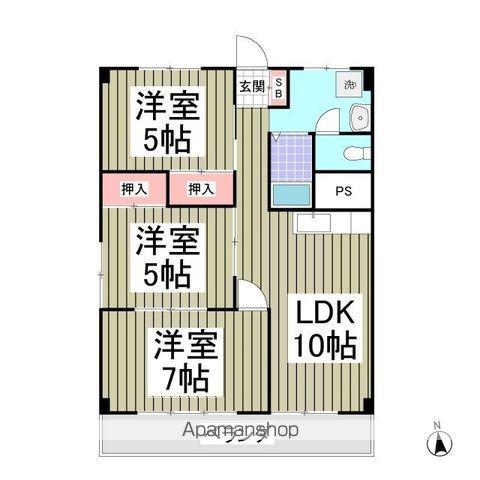 坂口コーポ(3LDK/3階)の間取り写真
