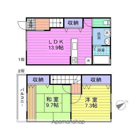 メゾンリバーサイドKⅢ(2LDK/2階)の間取り写真