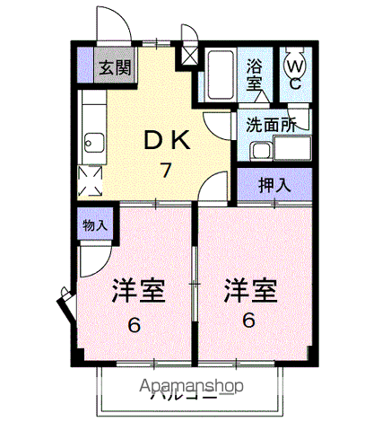 ガーデンヒルズⅠ(2DK/1階)の間取り写真