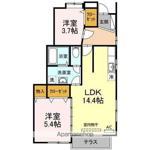 グランドステージⅠ Ⅰ棟(2LDK/1階)の間取り写真