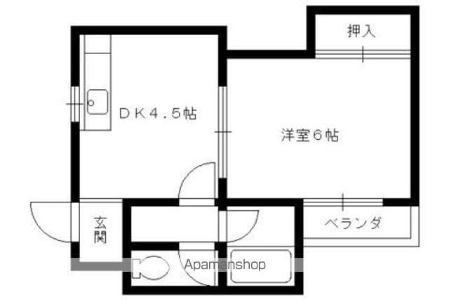 ヴァンエスポワール(1DK/2階)の間取り写真