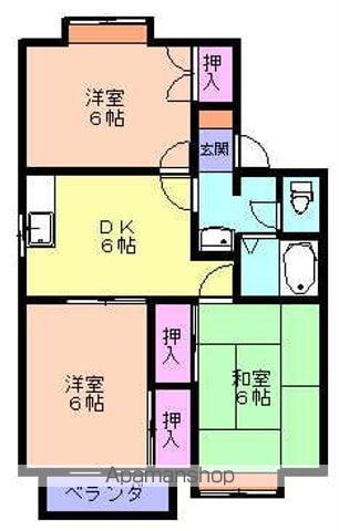 メンバーズタウン末広E棟(3DK/1階)の間取り写真