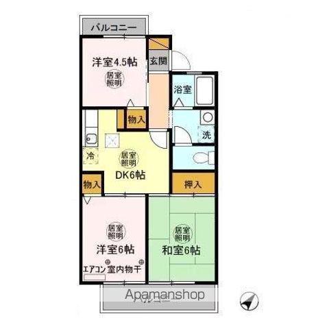 パークハウス(3DK/1階)の間取り写真