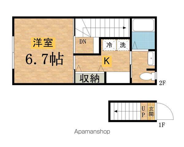 ソレイユ北野(1K/2階)の間取り写真